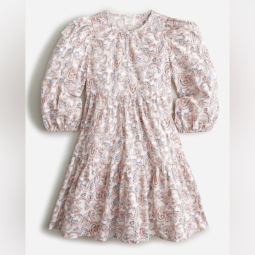 J Crew Girls' cotton poplin puff-sleeve dress NWT size 8